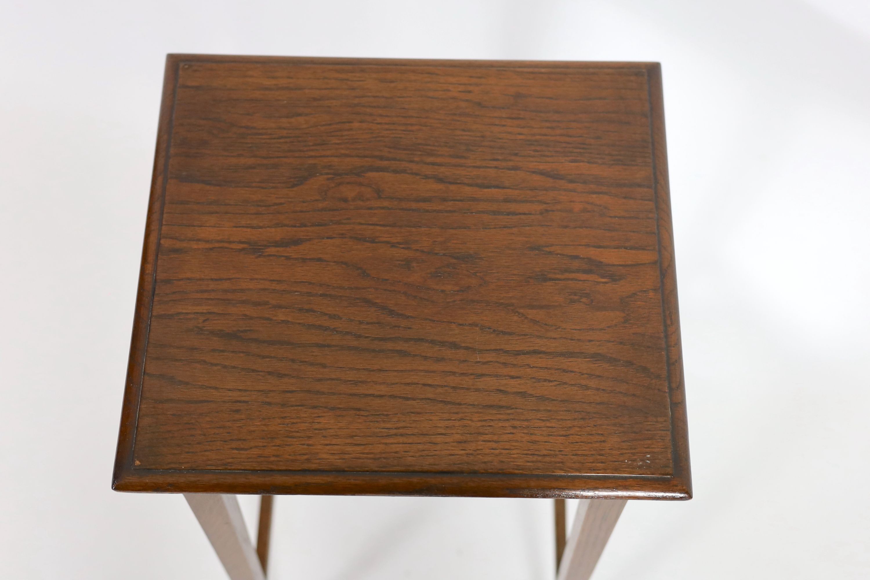 An early 20th century rectangular oak occasional table, width 36cm depth 33cm height 66cm